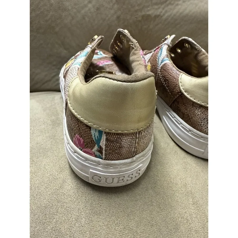 Guess Womens Loven Multicolor Floral Lace-Up Sneaker Shoes. Sz 7M. NO SHOELACES